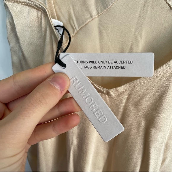 NWT Rumored Sunset Strip Maxi Dress Elegant Cream Satin Sleeveless V Neck Small - Picture 8 of 15